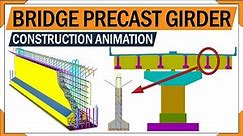 Bridge girder reinforcement | Precast Concrete Girder for bridge construction | 3d animation rebar