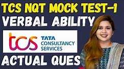 🔴TCS NQT Verbal Ability Mock Test-1 | Repeated Questions in TCS