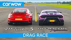 Lamborghini Huracan Performante v Porsche 911 Turbo S - DRAG RACE, ROLLING RACE & BRAKE TEST
