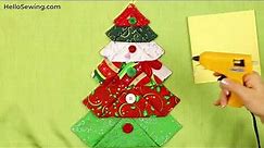 DIY Festive Fabric Christmas Tree Door Ornament out of SCRAPS and BUTTONS