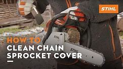 How to clean the chain sprocket cover, guide bar & saw chain | Instruction