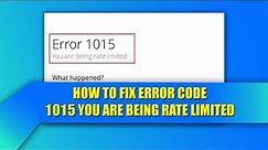 How to Fix Error Code 1015 you are Being Rate Limited || Quick fix error 1015