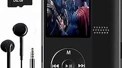 32GB Bluetooth MP3 Player, Digital Music Player Running,HiFi Sound, HD Speaker, FM Radio, E-Book, Video, Voice Recorder, Mini Design,1.8 Inch Color Display, Support up to 128GB Card-Earphone Included