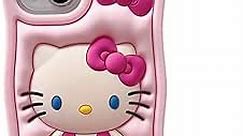 Cartoon Silicone Case for iPhone 11 Case,Cute Funny Kawaii Kitty Cat Animal Character Phone Case 3D Cover Phone Case for Kids Girls and Womens