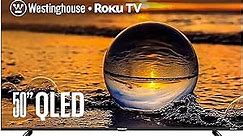 Westinghouse Edgeless QLED Roku TV - 50 Inch Smart TV, 4K UHD TV w/HDR 10+, Dolby Vision, Wi-Fi & Mobile App Connectivity, Flat Screen TV Compatible w/Apple Home Kit, Alexa, & Google Assistant