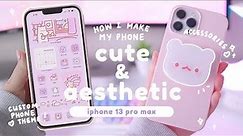 how I make my iphone 13 pro max cute & aesthetic 🌷✨ | iOS 15, custom phone theme & accessories 💗