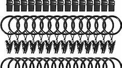 AMZSEVEN 44 Pack Metal Curtain Rings with Clips, Curtain Hangers Clips, Drapery Clips with Rings, Drapes Rings 1 in Interior Diameter, Fits Diameter 5/8 in Curtain Rod, Vintage Black