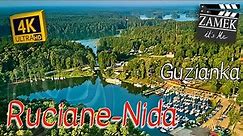🇵🇱 Ruciane-Nida, Guzianka, jezioro i śluza, Nidzkie, Brassy Sunrise Poland drone 4K Aerial footage