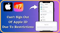 Can't Sign Out of Apple ID Due to Restrictions | Sign Out is Not Available Due to Restrictions