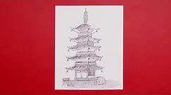Sensoji Pagoda Japan drawing | Pencil Sketching Tutorial