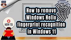 How to remove Windows Hello fingerprint recognition in Windows 11