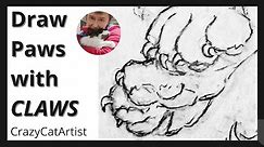 How to Draw Cat Paw with Claws - quick gesture sketch for beginner kitty artist, simple practice art
