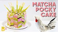 Matcha / Green Tea Pocky Cake Recipe with Herringbone Design