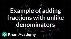 Example of adding fractions with unlike denominators | Fractions | Pre-Algebra | Khan Academy