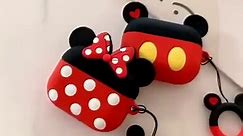 Compatible with Airpods Pro Case,Cute Cartoon Mickey Minnie Mouse Design Soft Silicone Protective Case for Apple Airpods Pro 2019/Airpods Pro 3,Red