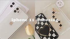 iphone 11 (white) aesthetic unboxing in 2022 ☁️ cute accessories + camera test 🖤