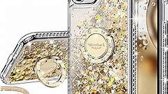 Silverback for iPhone 11 Case, Moving Liquid Holographic Sparkle Glitter Case with Kickstand, Bling Diamond Bumper Ring Stand Slim Protective Apple iPhone 11 6.1'' Case for Girls Women, Clear Gold