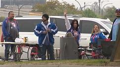 Tailgaters set up in Arlington ahead of tonight's Rangers game
