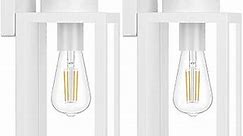 Outdoor Wall Light Fixtures, Exterior Waterproof Wall Lanterns, Porch Sconces Wall Mounted Lighting with E26 Sockets & Glass Shades, Modern White Wall Lamps for Patio Front Door Entryway, 2-Pack