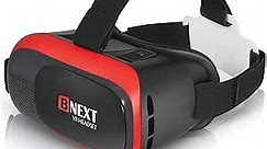 VR Headset Compatible with iPhone & Android - Universal Virtual Reality Goggles for Kids & Adults - Virtual Reality Headset for Kids - Your Best Mobile Games 360 Movies w/New 3D VR for iPhone (Red)