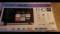 SHARP ROKU TV 40 INCH 1080p FHD LED SMART LC-40LB601U UNBOXING SETUP INSTALLING 1/30/2020