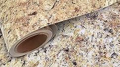 Instant Granite Premium 36” x 144” Kitchen Countertop Vinyl Laminate Cover | Easy Installation | Displays No Seams | Peel & Stick | Durable Self-Adhesive | Marble Design | Venetian Gold (12ft)