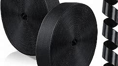 2 Rolls 2 Inch x 82 ft Hook Loop Strips with Adhesive Glue, Multi Purpose Hook and Loop Tape, Double Sided Hook Loop Rolls, Picture Hanging Strips, Bulk Sticky Straps Wall Hanging Strips (Black)
