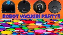 Robot vacuum party; 11 robot vacuums VS POMPOMS!