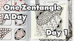 Lettermark, Static, Tipple, Crescent Moon - One Zentangle A Day (Day 1)