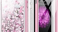 Caka for iPhone SE 2020 Case, iPhone 7 8 SE 2020 Glitter Case with Built-in Screen Protector for Girls Women Girly Liquid Shockproof Case for iPhone 6 6s 7 8 SE 2020 2022 (Rose Gold)