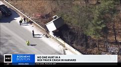 No one hurt in box truck crash on I-495 in Harvard