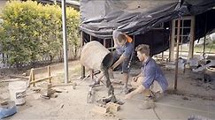 Pouring concrete for house steel posts/stumps