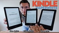Kindle Paperwhite 11th Gen vs 10th gen vs 7th gen - Quick Comparison || THEY'VE COME SO FAR!
