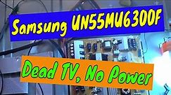 Samsung UN55MU6300F no picture, no power, and no standby light, TV repair