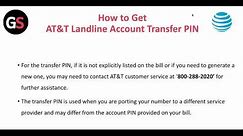How To Get AT&T Landline Account Number And PIN, Transfer PIN