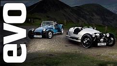 Caterham Seven 160 vs Morgan 3 Wheeler | evo TRACK BATTLE