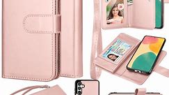 Amazon.com: Takfox Wallet Case for Samsung Galaxy S23 FE 5G, for Samsung S23 FE 5G Case, PU Leather Credit Card Holder Case [9 Card Slots] Folio Flip Detachable Magnetic Cover Kickstand & Carrying Strap-Rose Gold