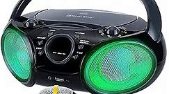 SingingWood NP030AB-GK Portable Karaoke System, Portable CD Player Boombox with Bluetooth for Home AM FM Stereo Radio, Headphone Jack, Portable Karaoke Supported AC or Battery Powered - Black