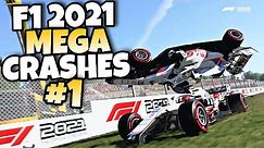 F1 2021 MEGA CRASHES #1