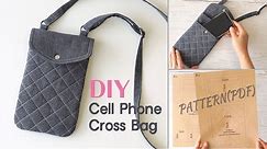DIY Cell Phone Bag | Quilting mini Cross Bag | Mobile Pouch Making | Sewing Pattern(PDF)