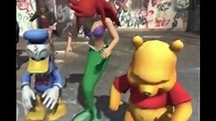 princess ariel, winnie the pooh and daffy duck dancing to miley cyrus | stan twitter meme