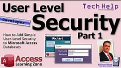 How to Add Simple User-Level Security to Microsoft Access Databases