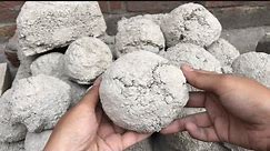 Pure white concrete cement balls dry floor crumbling dust play satisfying
