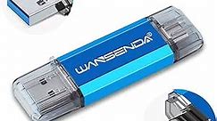 WANSENDA OTG Type C & USB 3.0/3.1 Flash Drive 32GB 64GB 128GB 256GB 512GB USB Thumb Drive for Android Devices/PC/Mac (32GB, Blue)