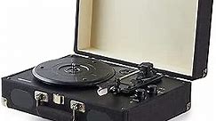 Amazon Basics Turntable Record Player with Built-in Speakers and Bluetooth, Suitcase, Black