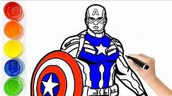 Captain America Avengers Drawing Painting and Coloring For Kids || How To Draw Captain America