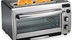 Hamilton Beach 2-in-1 Countertop Toaster Oven and Long Slot 2 Slice Toaster, 60 Minute Timer and Automatic Shut Off, Shade Selector, Stainless Steel (31156)