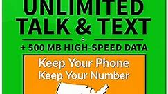 SpeedTalk Mobile Cellular Prepaid Plan for Smart Phones & Cellphones - Unlimited Talk & Text + 500 MB Data - 5G/4G/LTE Nationwide Coverage - 30 Day Service - Universal SIM Card Included