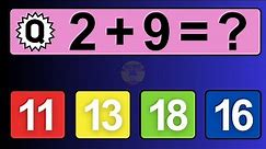 20 Math Quiz for Kids | One Digit Addition Quiz