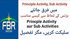 Principle Activity & Sub activity of Business | FBR SECP |